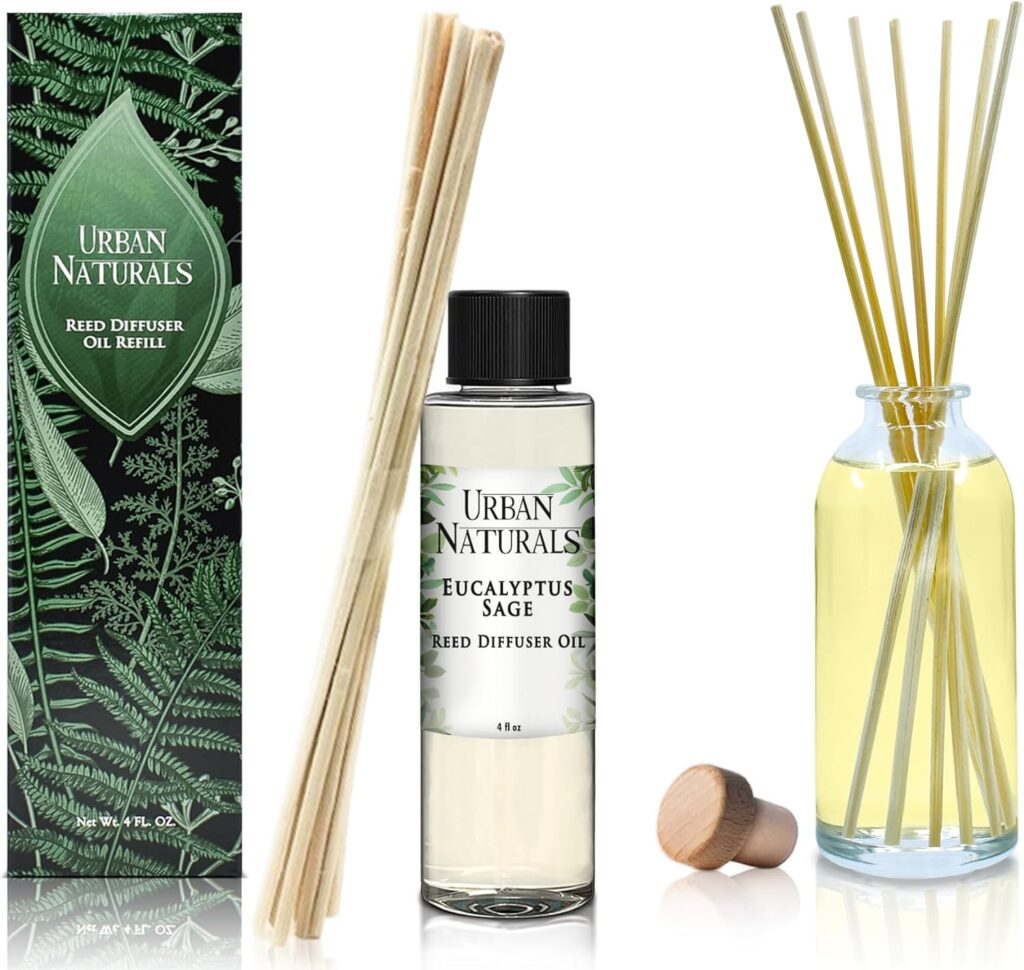 Urban Naturals Christmas Night Scented Oil Reed Diffuser Refill | Includes a Free Set of Reed Sticks! 4 oz.