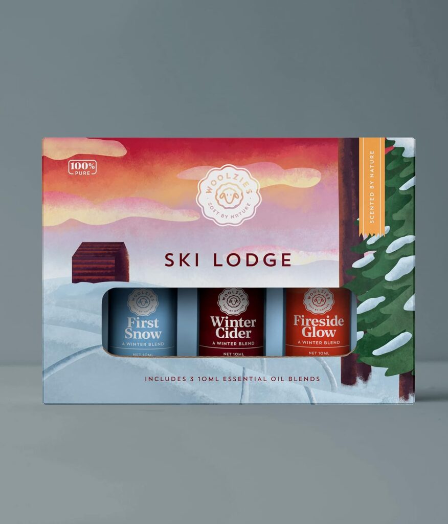 Woolzies Ski Lodge Essential Oil Set of 3 | Includes: Fireside Glow, Winter Cider  First Snow | 10ML