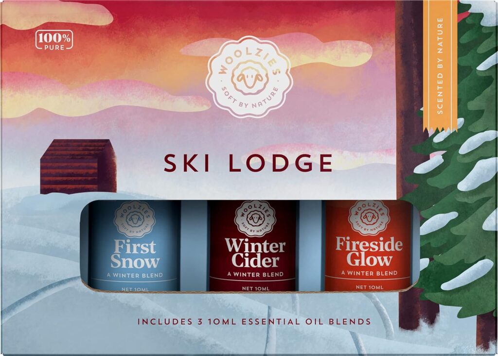 Woolzies Ski Lodge Essential Oil Set of 3 | Includes: Fireside Glow, Winter Cider  First Snow | 10ML