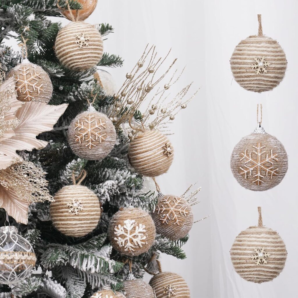 XmasExp Farmhouse Christmas Ball Ornaments Set-70mm/2.76 Rustic Shatterproof Christmas Ball Ornaments Xmas Tree Decoration Hanging Ornaments for Xmas Party (12 Counts,Farmhouse)