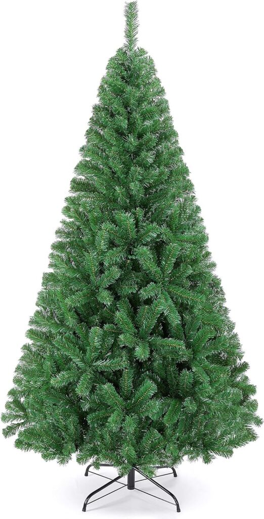 Yaheetech 6Ft Artificial Green Lifelike Christmas Pine Tree Artificial Christmas Tree Holiday Decoration with 1011 Branch Tips and Foldable Stand, Easy Assembly, Green