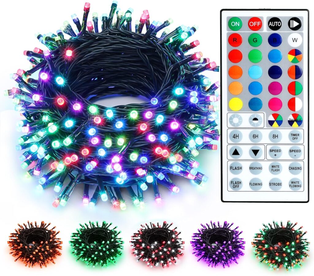 Brizled Color Changing Christmas Lights, 66ft 200 LED RGB String Lights with Remote, Dimmable Outdoor Christmas Lights, Mini Christmas Tree Lights Indoor, Plugin Xmas Lights for Xmas Tree Party Decor