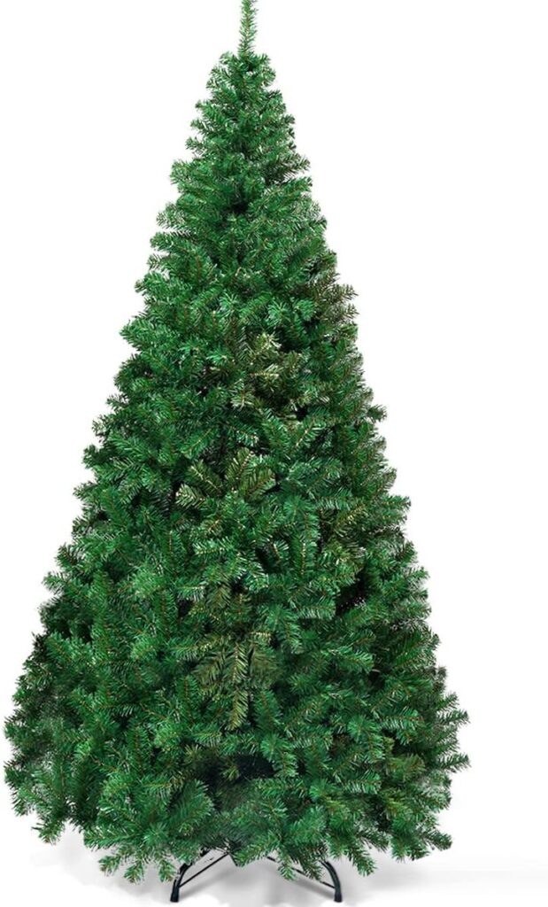 Goplus 7ft Artificial Christmas Tree, Unlit Christmas Pine Tree with 950 PVC Branch Tips, Foldable Metal Stand, Indoor Xmas Full Tree for Office Home Store Party Holiday Decor