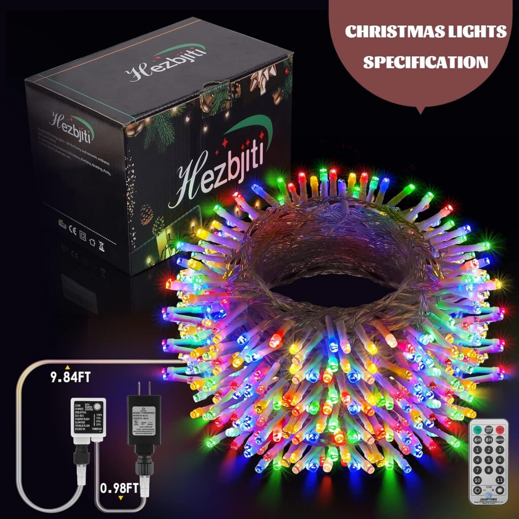 Hezbjiti Christmas String Lights Outdoor, 1000 LED 394ft 8 Lighting Modes Christmas Fairy Lights with Remote and Timer for Home, Birthday, Wedding, Party, Tree Decorations (1000 LED, Multicolor)