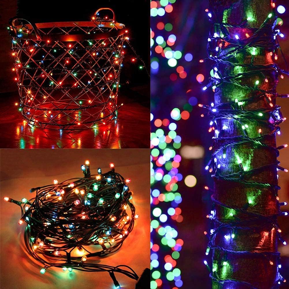 HOME LIGHTING 66ft Christmas Decorative Mini Lights, 200 LED Green Wire Fairy Starry String Lights Plug in, 8 Lighting Modes, for Indoor Outdoor Xmas Tree Wedding Party Decoration (Multicolor)